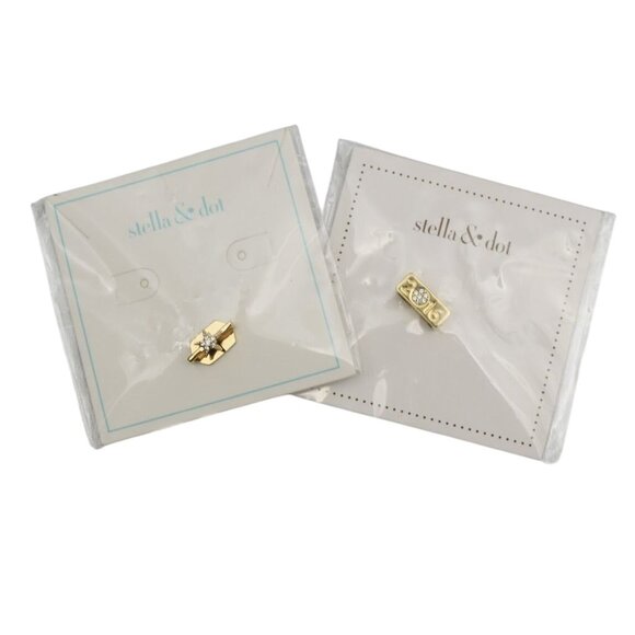 2 Stella and Dot Slide Charms Set 2016 Star Design Sparkling Crystals Gold Tone - Picture 1 of 6